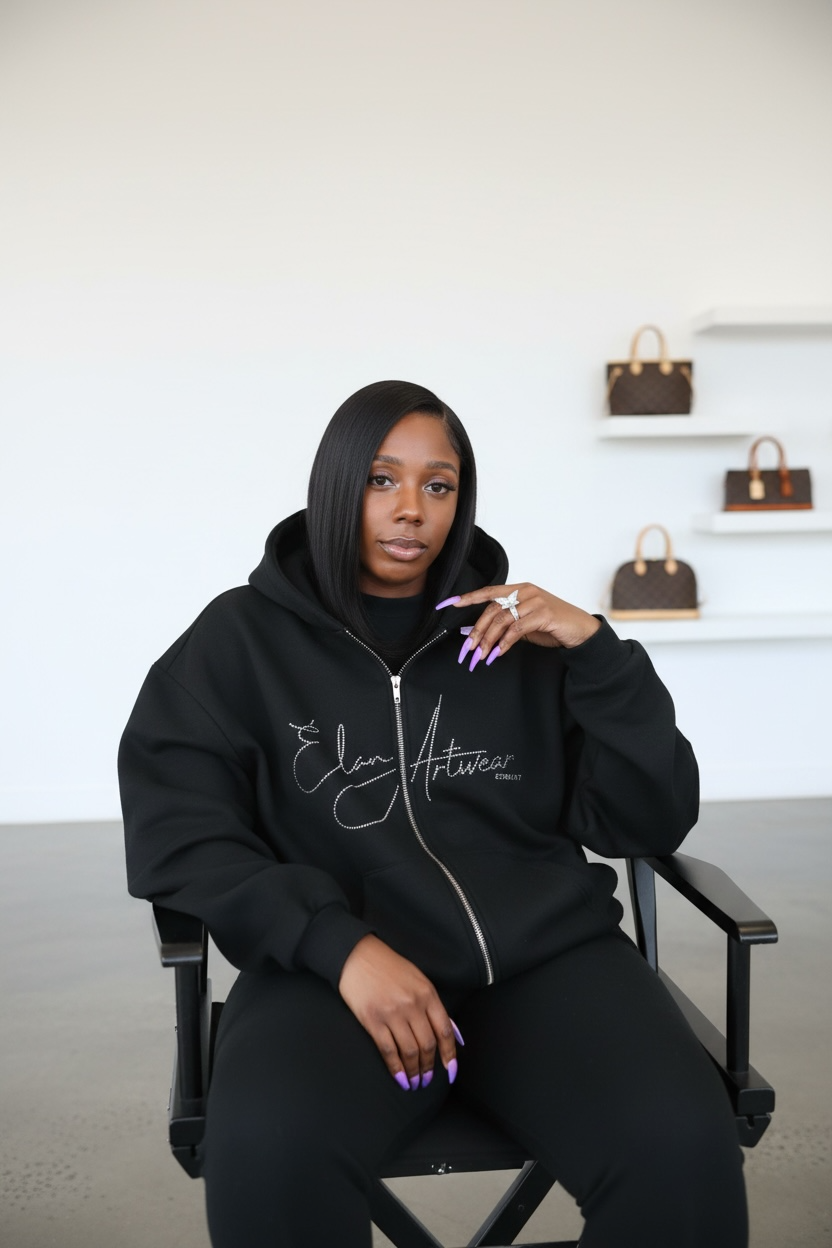 zip up rhinestone embellished logo hoodie